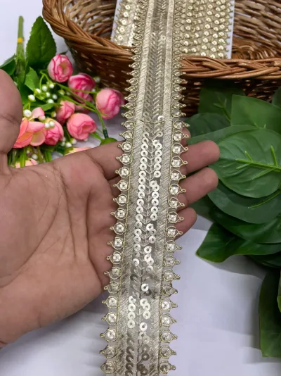 Sewing Craft Ribbon Embroidered Design Lace - Gold